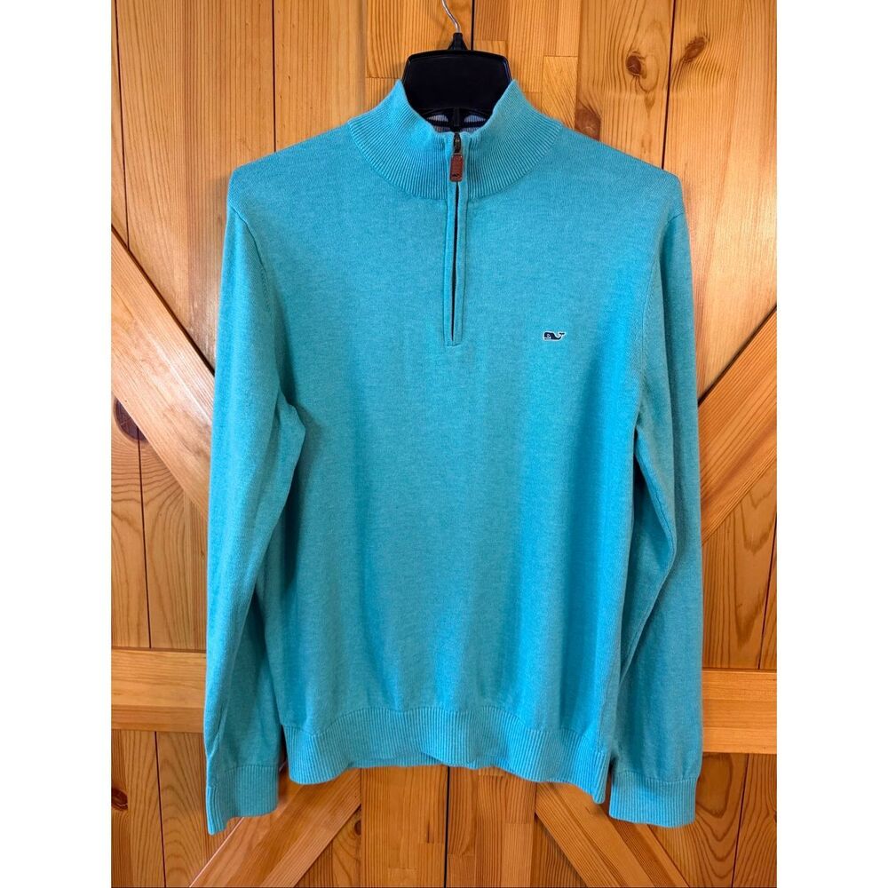 Vineyard Vines Men’s Aqua Half-Zip Sweater